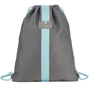 NIP AZZARO Drawstring Backpack/Shoulder/Tote Bag, Grey with Light Blue Accents